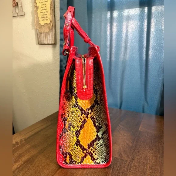 Brahmin NWT Tia - Red Dragon Experium Snake Print Tote - Picture 11 of 14